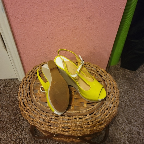 Gianni Bini lime Green, beige and white wedge shoes 7.5M - Picture 6 of 7